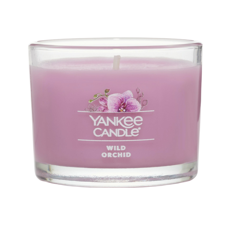 Yankee Candle Signature Votive Mini Candle Jar, Wild Orchid Scent, Natural Soy Wax Blend Candle with Natural Fiber Wick, 1.3 OZ Glass Jar (Pack of 6)