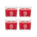 Yankee Candle Signature Votive Mini Candle Jar, Red Apple Wreath Scent, Natural Soy Wax Blend Candle with Natural Fiber Wick, 1.3 OZ Glass Jar (Pack of 4)