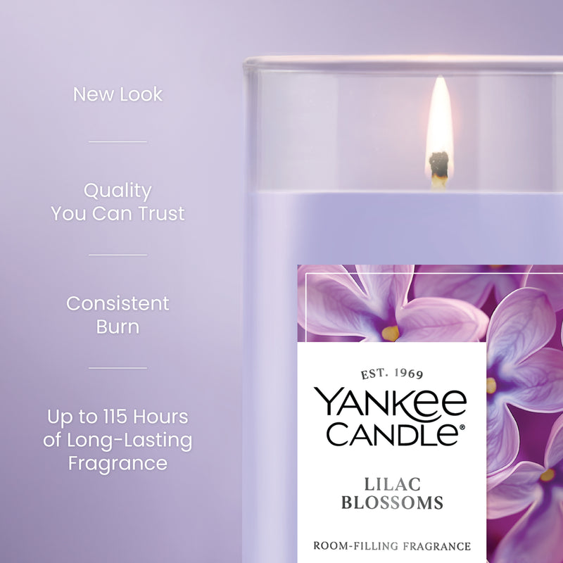 Yankee Candle Medium Pillar Scented Candle, Lilac Blossoms, 14.25 oz (2-Pack)
