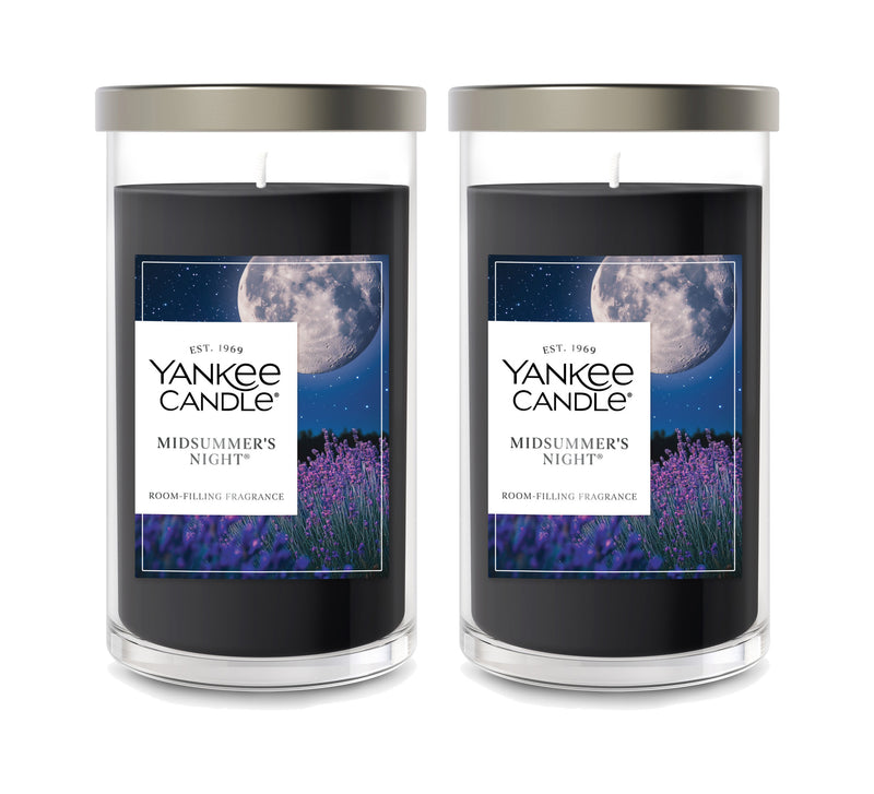 Yankee Candle Medium Pillar Scented Candle, Midsummer's Night, 14.25 oz (2-Pack)