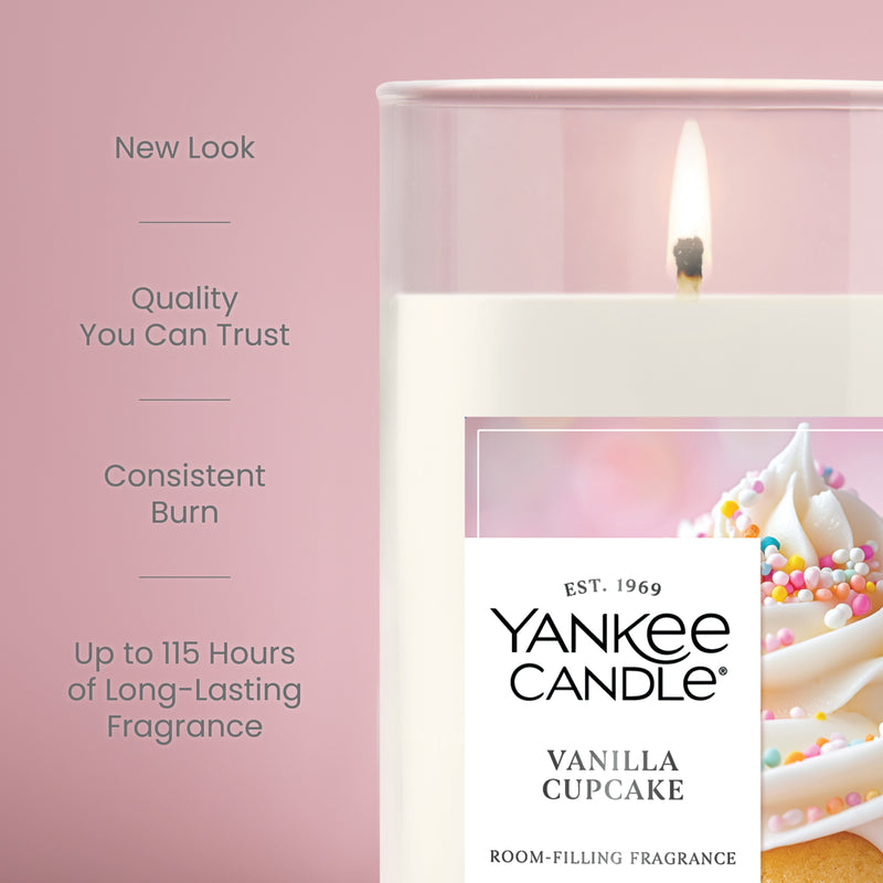Yankee Candle Medium Pillar Scented Candle, Vanilla Cupcake, 14.25 oz (2-Pack)