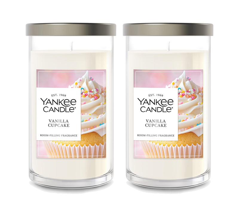 Yankee Candle Medium Pillar Scented Candle, Vanilla Cupcake, 14.25 oz (2-Pack)