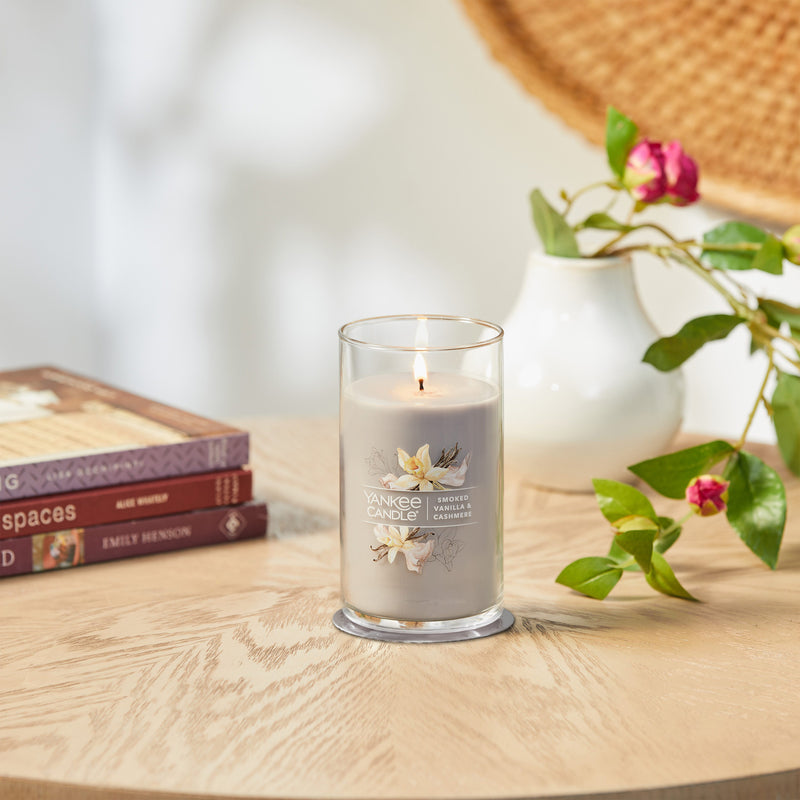 Yankee Candle Medium Pillar Scented Candle, Smoked Vanilla & Cashmere, 14.25 oz (2-Pack)