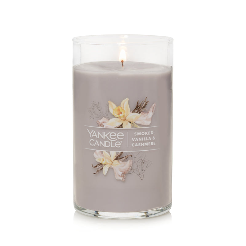 Yankee Candle Medium Pillar Scented Candle, Smoked Vanilla & Cashmere, 14.25 oz (2-Pack)