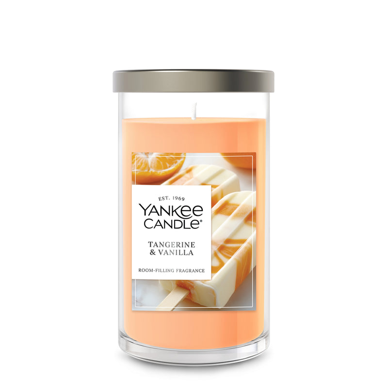 Yankee Candle Medium Pillar Scented Candle, Tangerine & Vanilla, 14.25 oz (2-Pack)