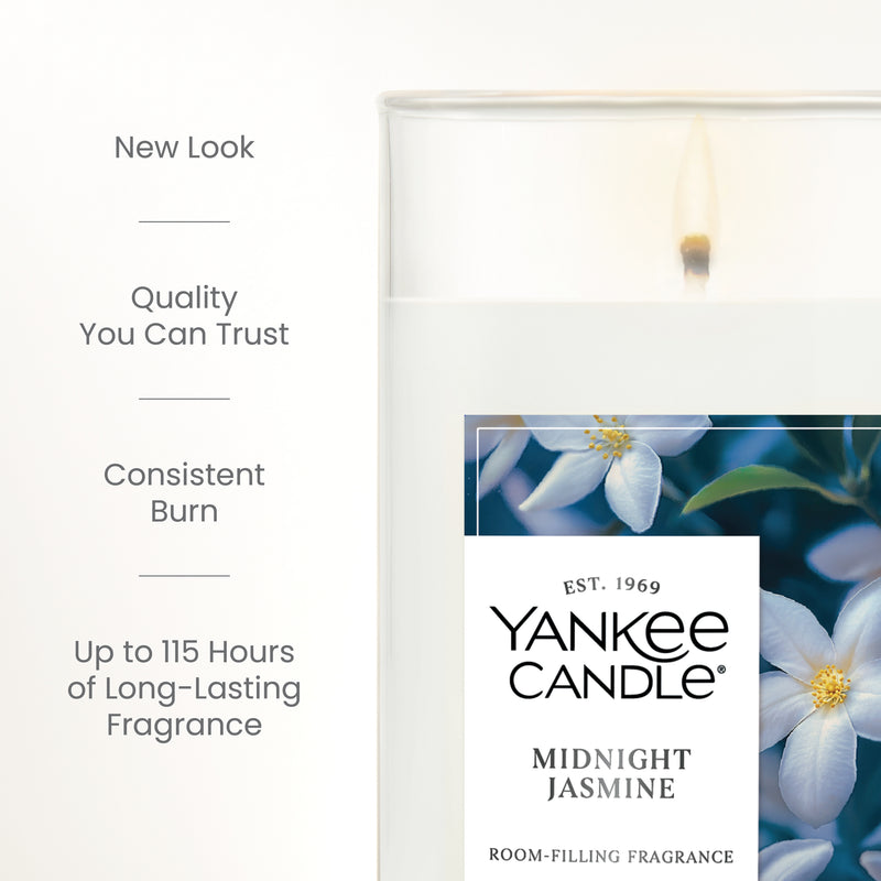 Yankee Candle Medium Pillar Scented Candle, Midnight Jasmine, 14.25 oz (2-Pack)