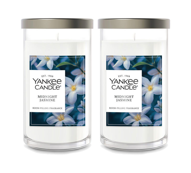 Yankee Candle Medium Pillar Scented Candle, Midnight Jasmine, 14.25 oz (2-Pack)