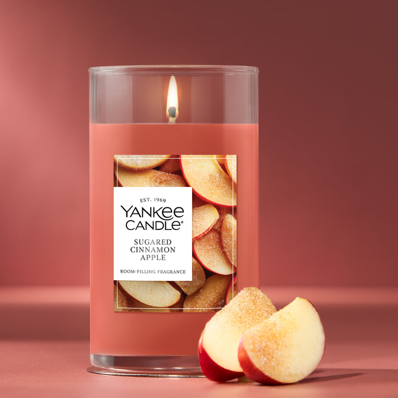 Yankee Candle Medium Pillar Scented Candle, Sugared Cinnamon Apple, 14.25 oz (2-Pack)