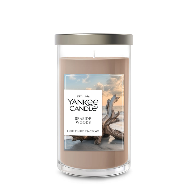 Yankee Candle Medium Pillar Scented Candle, Seaside Woods, 14.25 oz (2-Pack)