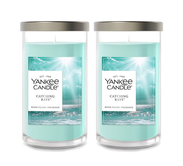Yankee Candle Medium Pillar Scented Candle, Catching Rays, 14.25 oz (2-Pack)