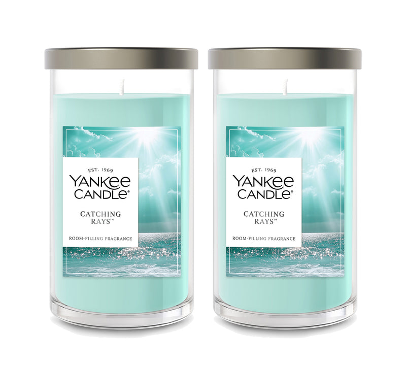 Yankee Candle Medium Pillar Scented Candle, Catching Rays, 14.25 oz (2-Pack)