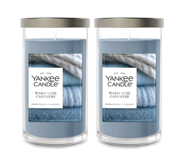 Yankee Candle Medium Pillar Scented Candle, Warm Luxe Cashmere, 14.25 oz (2-Pack)