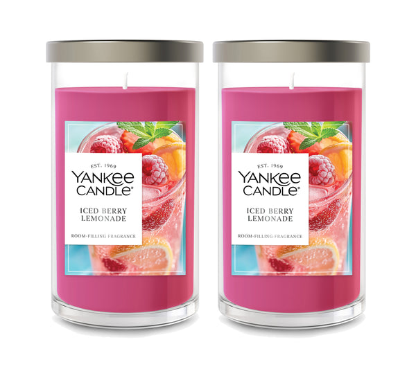 Yankee Candle Medium Pillar Scented Candle, Iced Berry Lemonade, 14.25 oz (2-Pack)