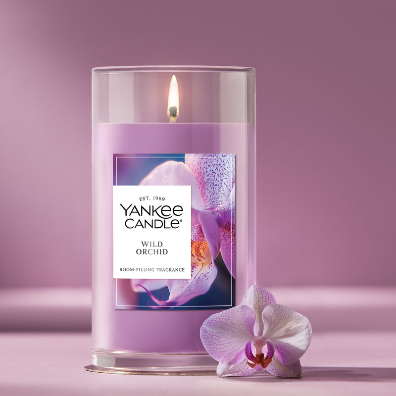 Yankee Candle Medium Pillar Scented Candle, Wild Orchid, 14.25 oz (2-Pack)