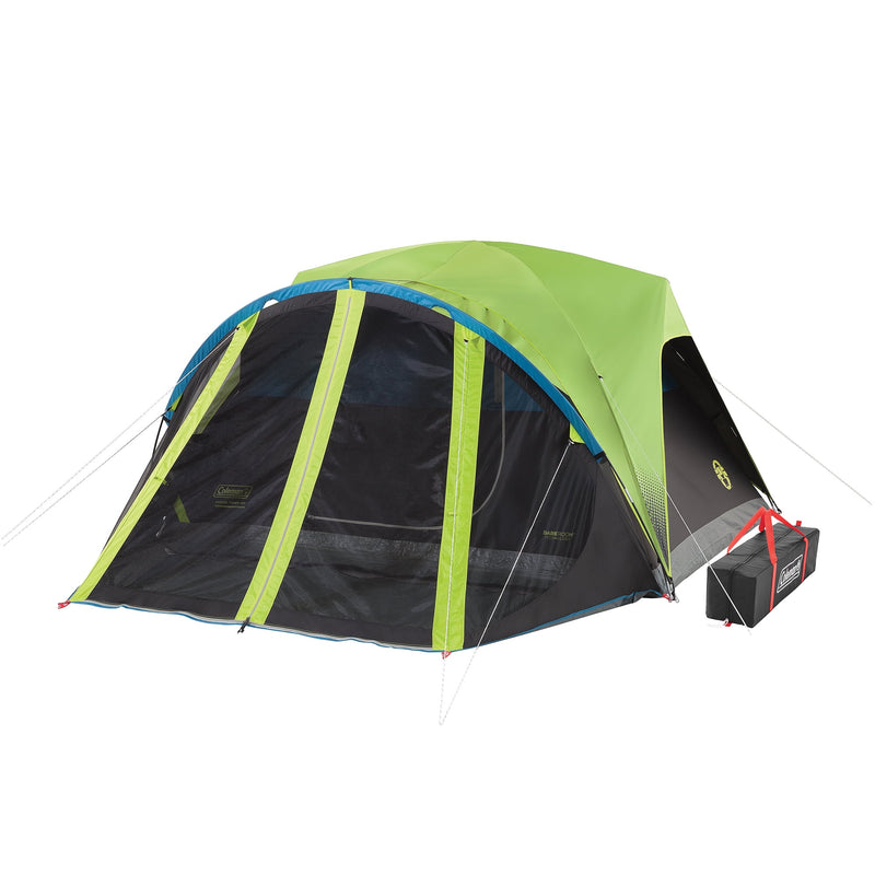 Coleman 4-Person Carlsbad Dark Room Dome Camping Tent with Screen Room, 2 Rooms, Green