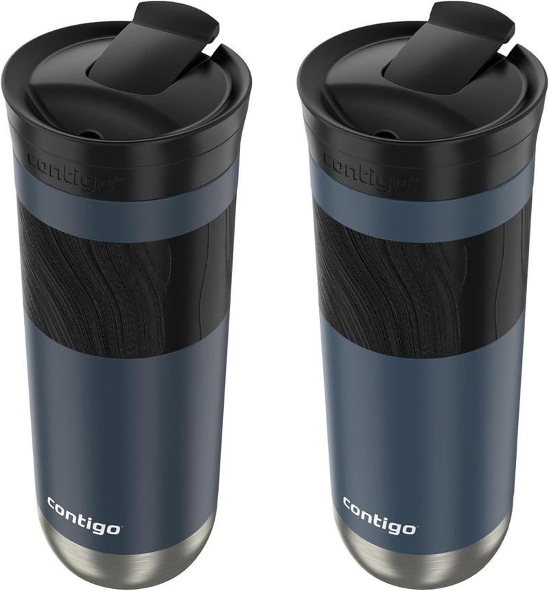 Contigo Byron 2.0 Stainless Steel Travel Mug with SNAPSEAL™ Lid and Grip, Blueberry & Midnight Berry, 20 oz (Pack of 2)