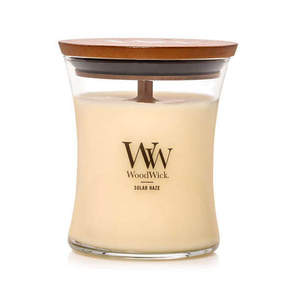 WoodWick Medium Hourglass Scented Candle, Crackles as it Burns, Solar Haze, 9.7oz