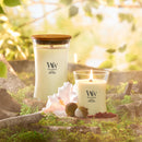 WoodWick Medium Hourglass Scented Candle, Crackles as it Burns, Solar Haze, 9.7oz