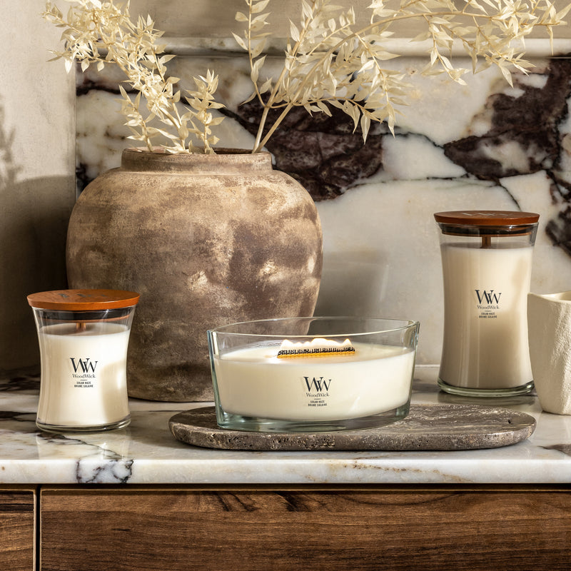 WoodWick Medium Hourglass Scented Candle, Crackles as it Burns, Solar Haze, 9.7oz