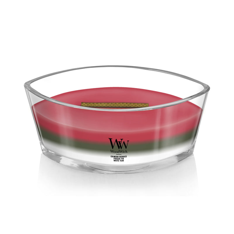 WoodWick Scented Trilogy Ellipse Candle, Crimson Berries | Fraser Fir | White Teak, 16oz