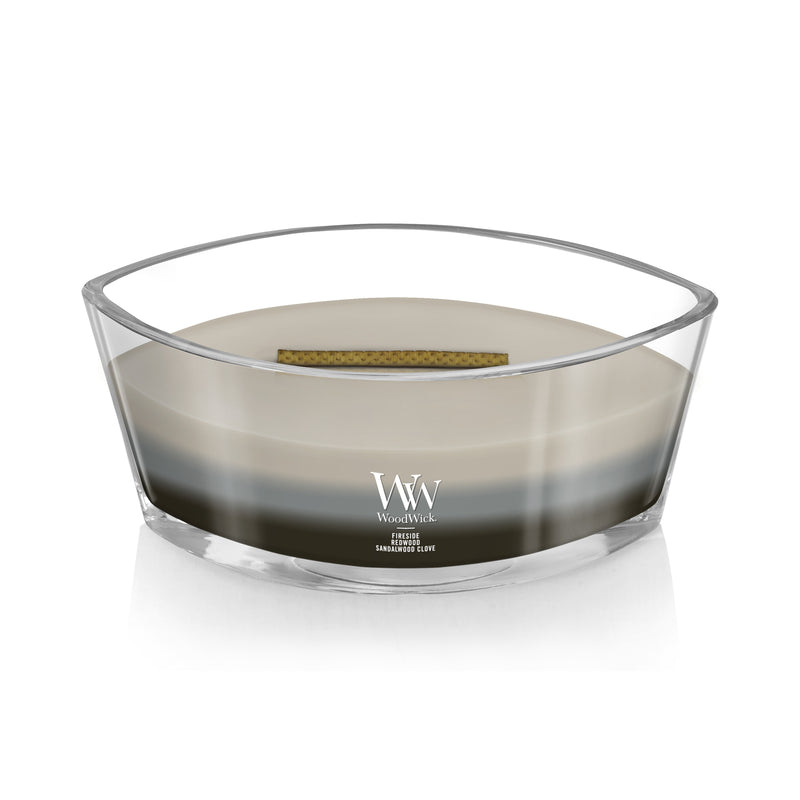 WoodWick Scented Trilogy Ellipse Candle, Fireside | Redwood | Sandalwood Clove, 16 oz