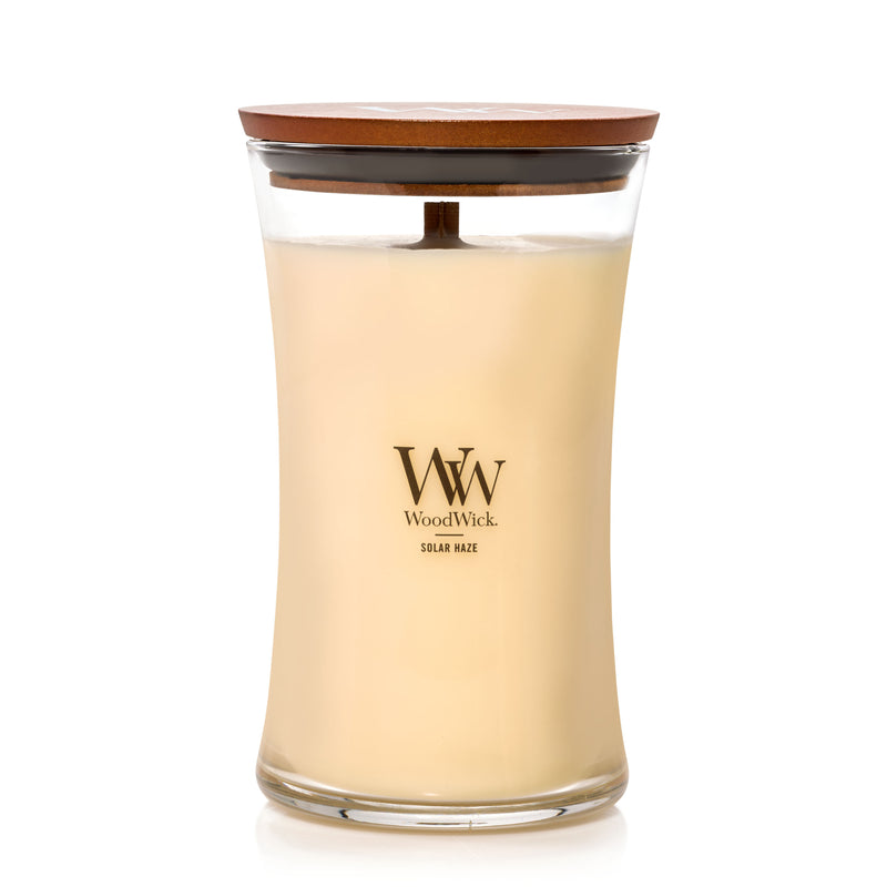 WoodWick Large Hourglass Scented Candle, Crackles as it Burns, Solar Haze, 21oz