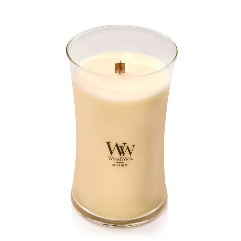 WoodWick Large Hourglass Scented Candle, Crackles as it Burns, Solar Haze, 21oz