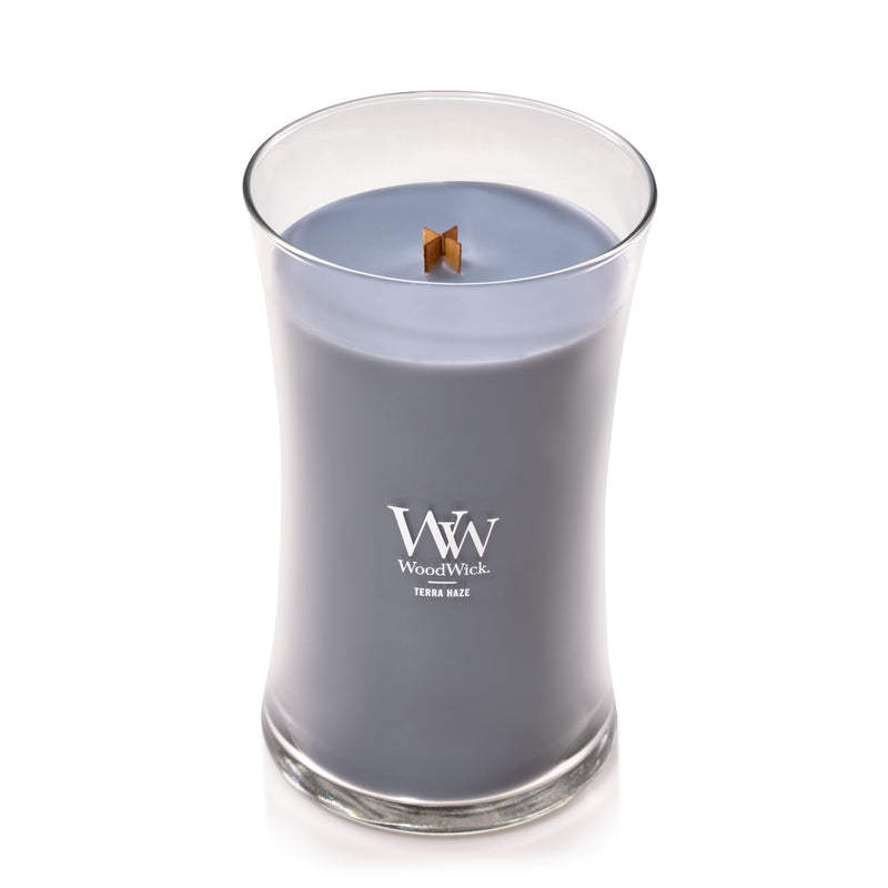 WoodWick Large Hourglass Scented Candle, Crackles as it Burns, Terra Haze, 21oz