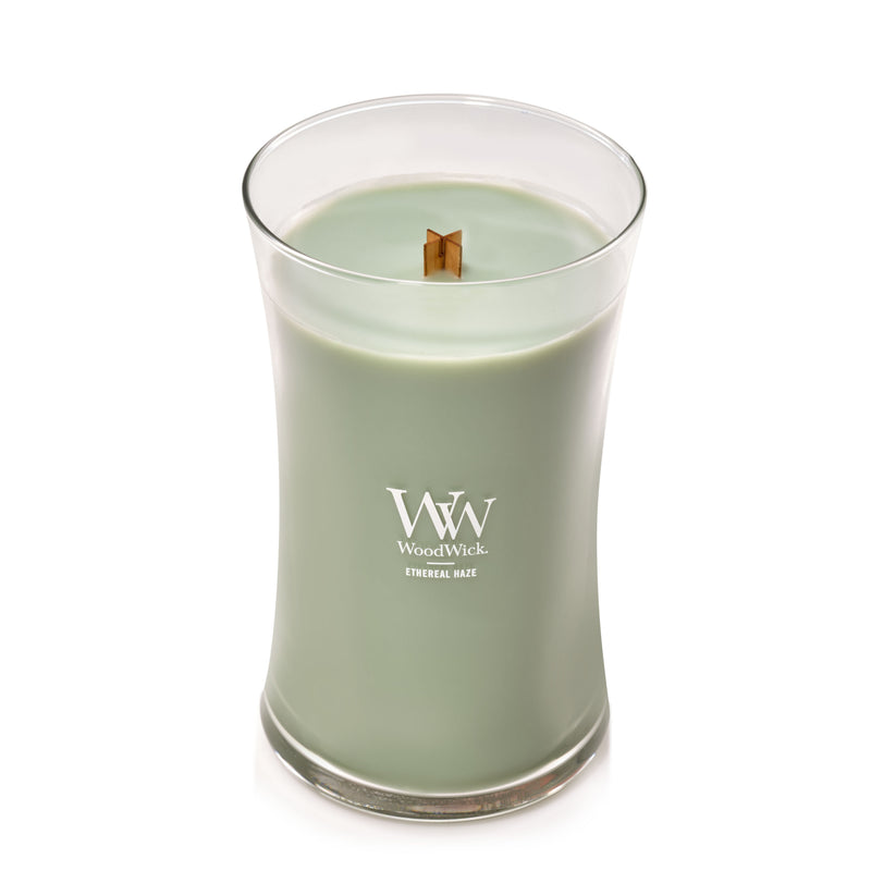 WoodWick Large Hourglass Scented Candle, Crackles as it Burns, Ethereal Haze, 21oz