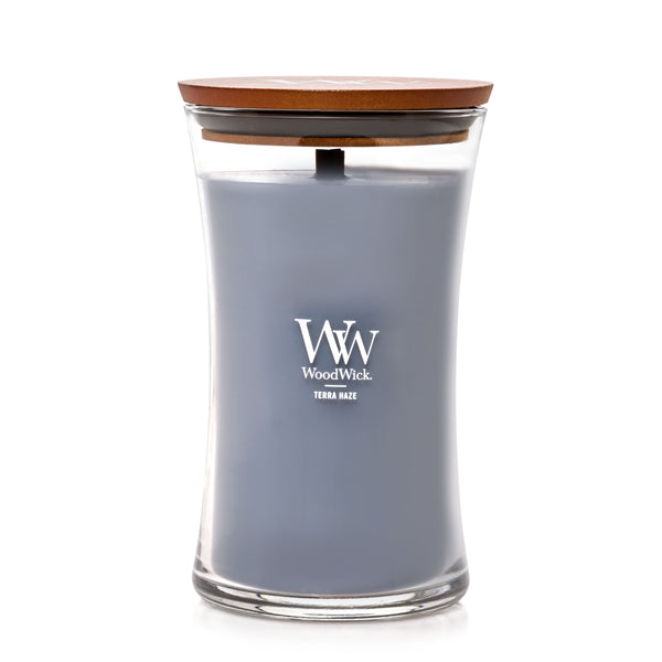 WoodWick Large Hourglass Scented Candle, Crackles as it Burns, Terra Haze, 21oz