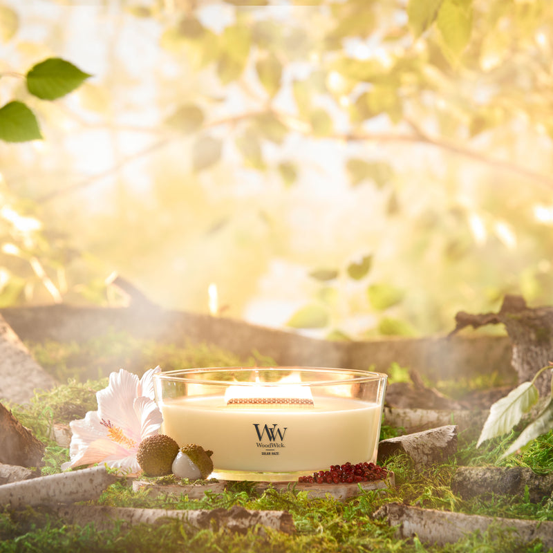 WoodWick Scented Ellipse Candle, Crackles as it Burns, Solar Haze, 16oz