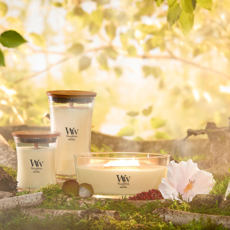 WoodWick Scented Ellipse Candle, Crackles as it Burns, Solar Haze, 16oz