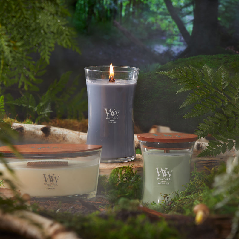 WoodWick Scented Ellipse Candle, Crackles as it Burns, Solar Haze, 16oz