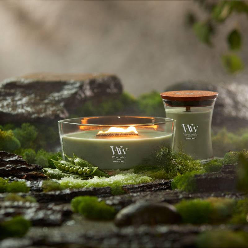 WoodWick Scented Ellipse Candle, Crackles as it Burns, Ethereal Haze, 16oz