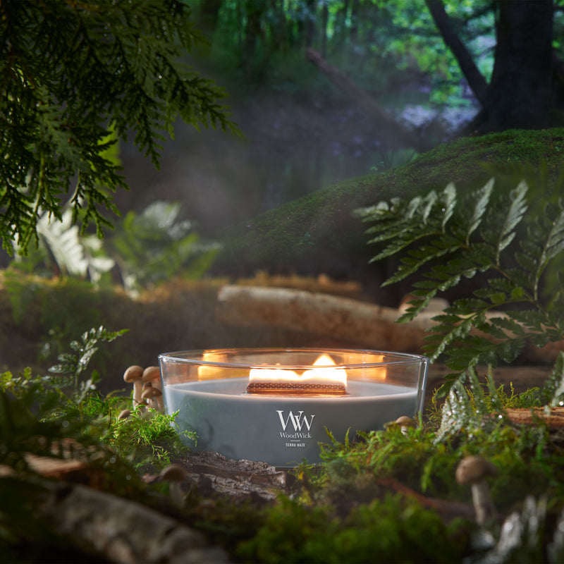 WoodWick Scented Ellipse Candle, Crackles as it Burns, Terra Haze, 16oz