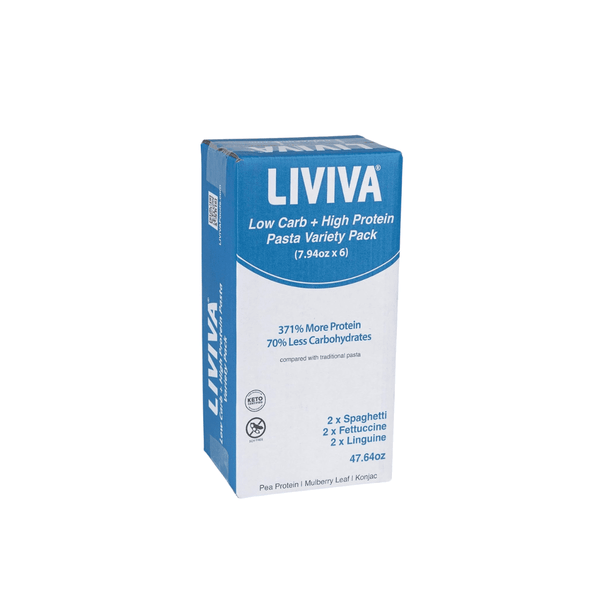 Liviva KETO Low Carb + High Protein Pasta Variety Value Pack (6) 2 x Spag, 2 x Fett, 2 x Ling