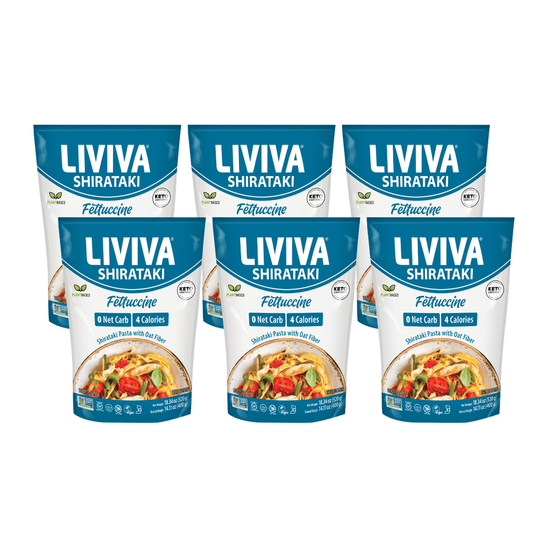 LIVIVA Organic Shirataki Fettuccine With Oat - A Wholesome Pasta Alternative, 14.11 oz (Pack of 6)