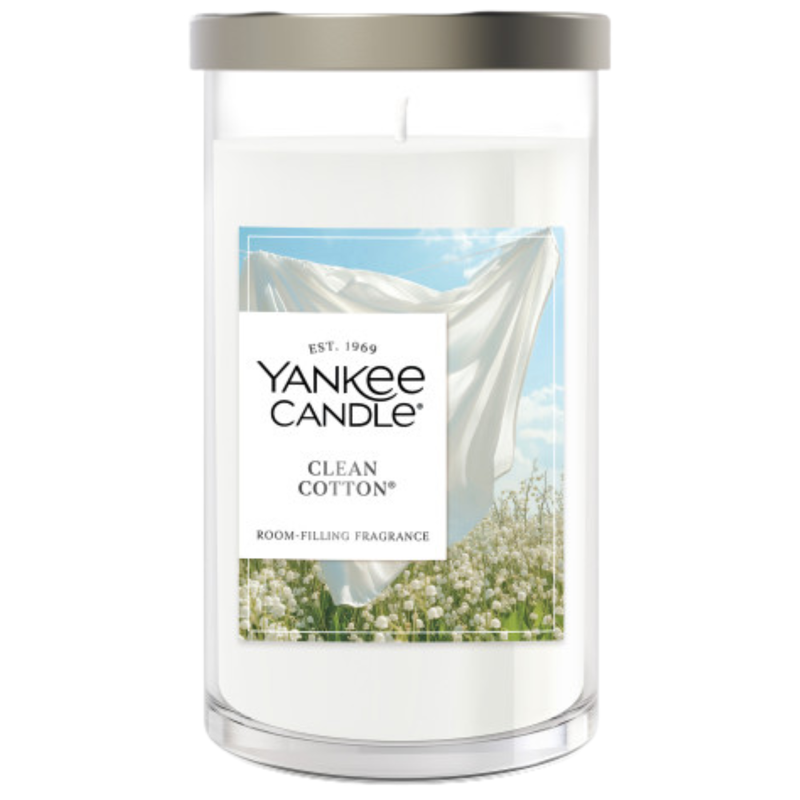 Yankee Candle Medium Pillar Scented Candle, Clean Cotton, 14.25 oz (2-Pack)