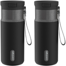 Contigo SnapSeal Stainless Steel Leakproof Water Bottle with Carry Strap, Licorice Gunmetal, 16 Ounce