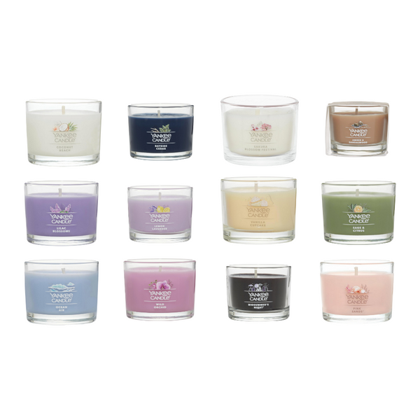 Yankee Candle Signature Votive Mini Candle Jar Fragrance Fiesta Bundle Pack, 12 Scent Variety, 1.3 OZ Each (Pack of 12)