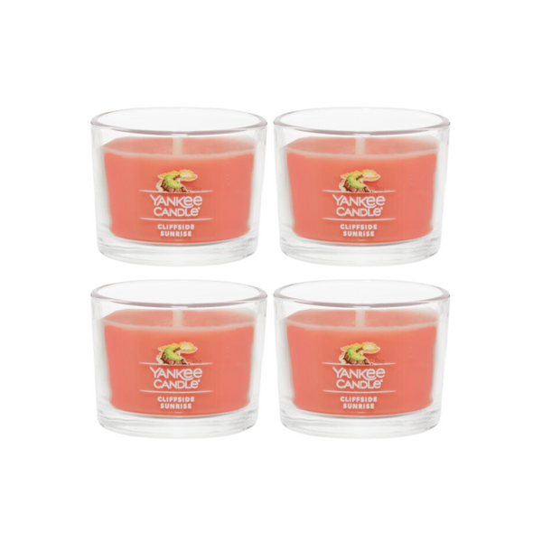 Yankee Candle Signature Votive Mini Candle Jar, Cliffside Sunrise Scent, Natural Soy Wax Blend Candle with Natural Fiber Wick, 1.3 OZ Glass Jar (Pack of 4)