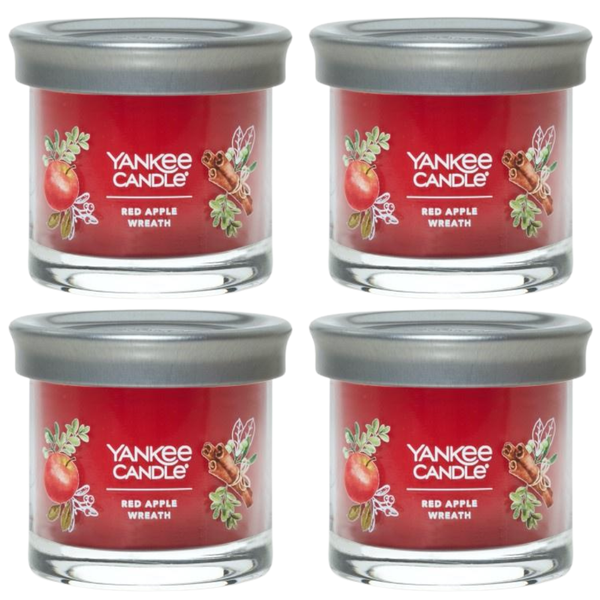 Yankee Candle Small Tumbler Scented Single Wick Jar Candle, Red Apple Wreath, Over 20 Hours of Burn Time, 4.3 Ounce (Pack of 4)