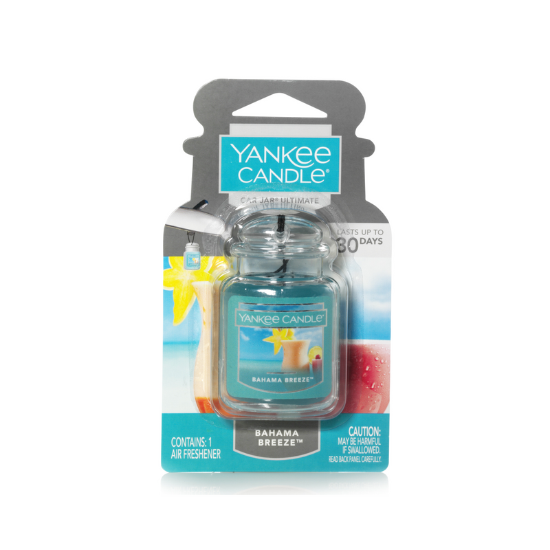 Yankee Candle Car Air Fresheners, Hanging Car Jar Ultimate, Neutralizes Odors Up To 30 Days, Bahama Breeze, 0.96 OZ (Pack of 4)