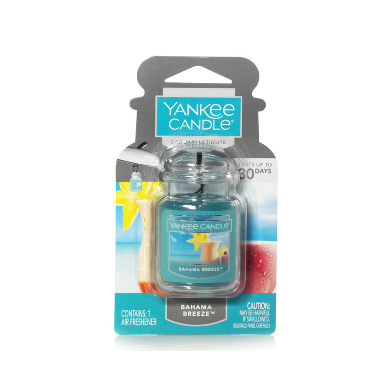 Yankee Candle Car Air Fresheners, Hanging Car Jar Ultimate, Neutralizes Odors Up To 30 Days, Bahama Breeze, 0.96 OZ (Pack of 12)