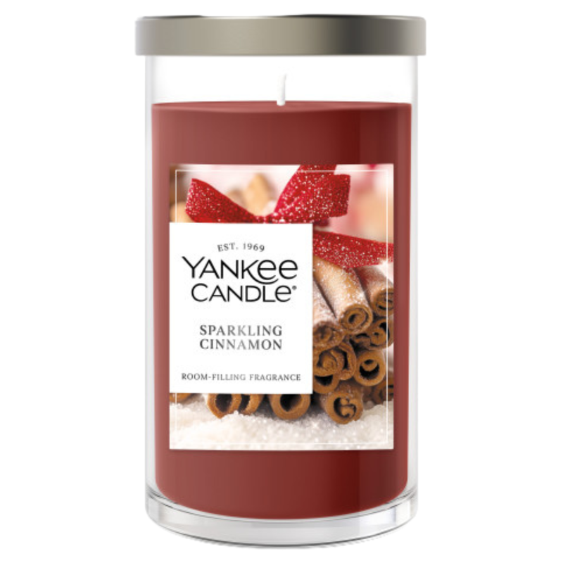 Yankee Candle Medium Pillar Scented Candle, Sparkling Cinnamon, 14.25 oz, 2-Pack