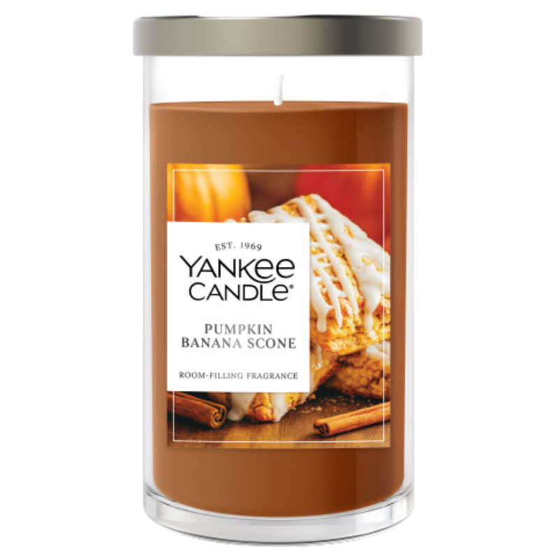 Yankee Candle Medium Pillar Scented Candle, Pumpkin Banana Scone, 14.25 oz, 2-Pack