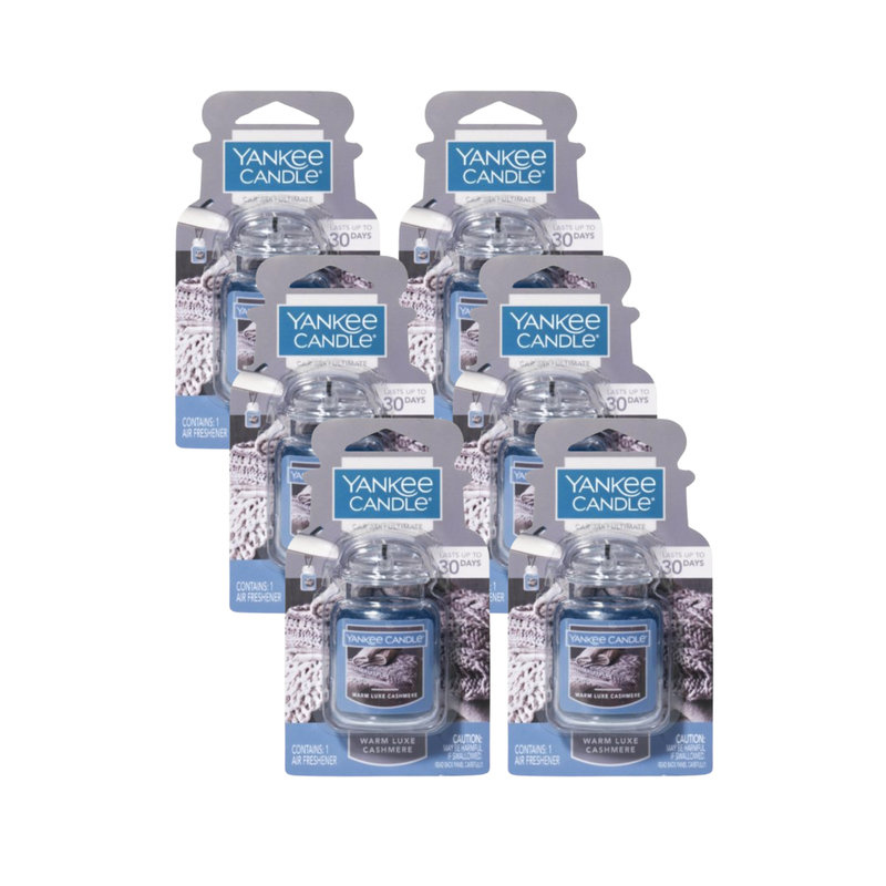 Yankee Candle Car Air Fresheners, Hanging Car Jar Ultimate, Neutralizes Odors Up To 30 Days, Warm Luxe Cashmere, 0.96 OZ (Pack of 6)