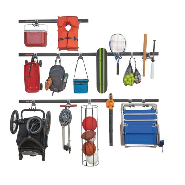 Rubbermaid Garage FastTrack Rail 20-Piece Large Kit, Black/Grey