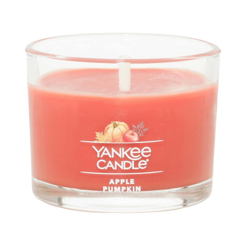 Yankee Candle Signature Votive Mini Candle Jar, Apple Pumpkin Scent, Natural Soy Wax Blend Candle with Natural Fiber Wick, 1.3 OZ Glass Jar (Pack of 4)