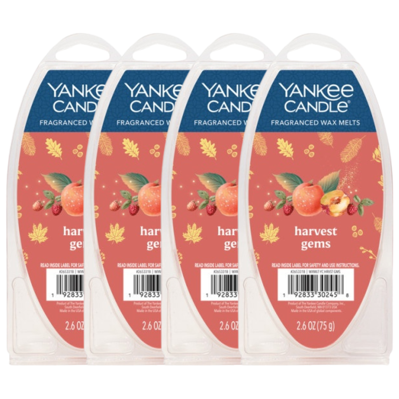 Yankee Candle Harvest Gems Fragranced Wax Melts, 6 Wax Spheres per Package, Pack of 4 (24 Cubes Total)